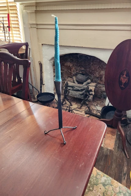 Primitive Antique Vintage HAND WROUGHT Iron  18th Century Style Candlestick