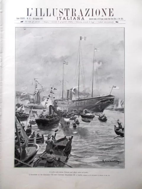 L'Illustrazione Italiana 28 Aprile 1907 Re in Sicilia Siracusa Florio Varo Roma