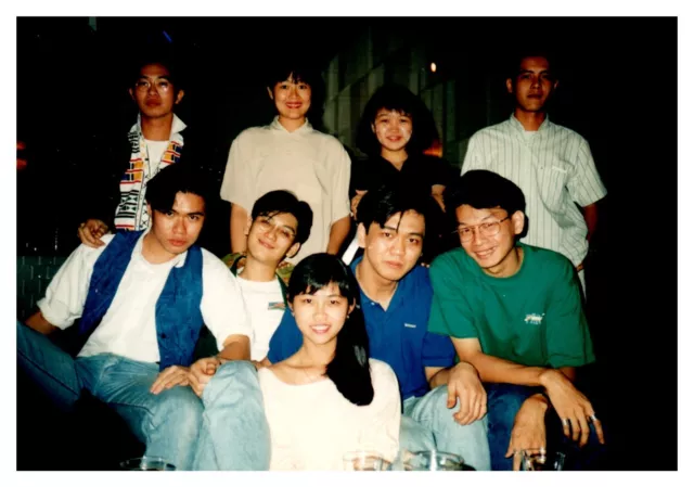 1990s Korean Huge Gang Friends Studytime Vintage Snapshot Photo California