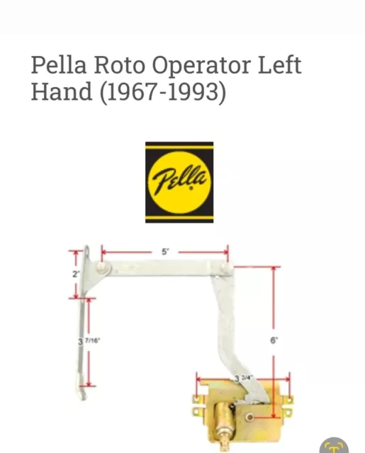 Pella Casement Roto Gear Operator 1967-1993 MANO IZQUIERDA) USADO EN ESTADO DE FUNCIONAMIENTO