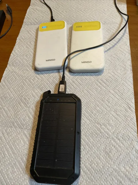 2 Miniso 10000mAh JP-62 External Battery Charger Power Banks W/solar Charger