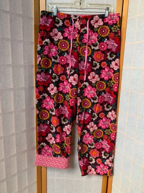 Women's Vera Bradley Cotton M Floral Pink/Brown Corduroy Pajama Pants