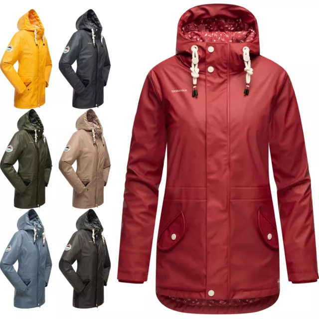 Navahoo Damen Regen Jacke Parka Wasserdicht Gefüttert Funktionsjacke Ocean Heart