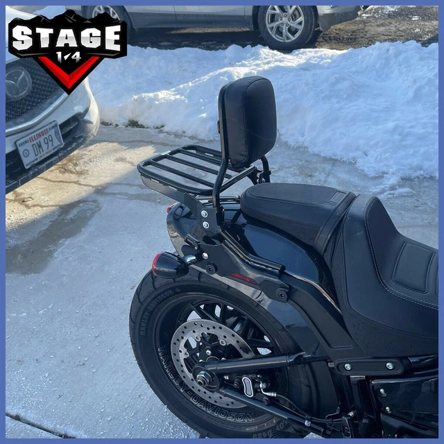 SISSY BAR BACKREST w/Pad + Luggage Rack + Docking For 18+ Harley