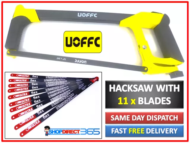 12" / 300mm HEAVY DUTY QUALITY DURABLE 24TPI HACKSAW + 11 BLADES HACK SAW (8-29)