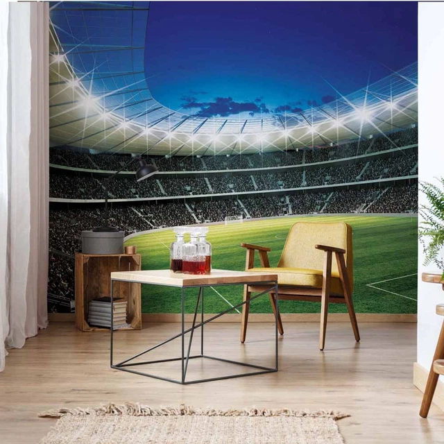 366x254cm Dormitorio Papel Pintado Estadio de Fútbol Pared Mural Niños Verde