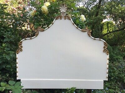 Vintage French Style Wood Bed head carved wood cream gold colour 3
