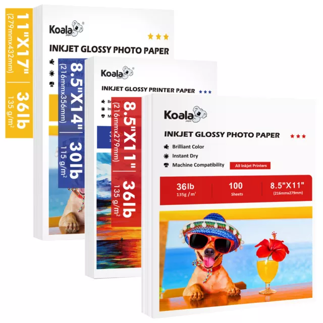 100 SHEETS KOALA Glossy Sticker Paper 8.5x11 Photo Inkjet + Laser Printers  36lb $17.99 - PicClick