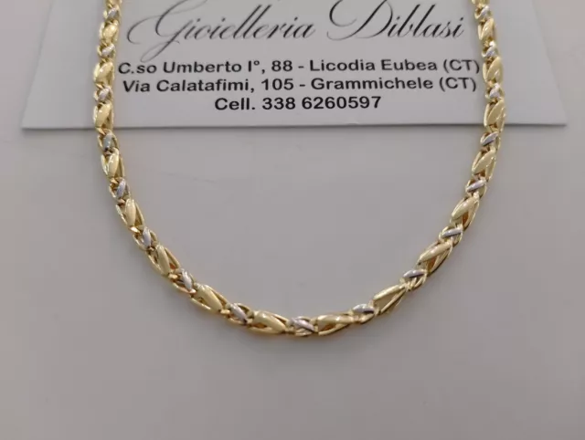 COLLANA ORO 18 KT 750% Bicolore GIALLO E BIANCO Uomo Donna Unisex COLLIER CATENA