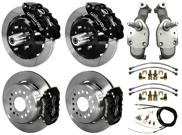 Wilwood Disc Brakes,14" Front & 12" Rear,2" Drop Spindles,65-70 Impala,Black