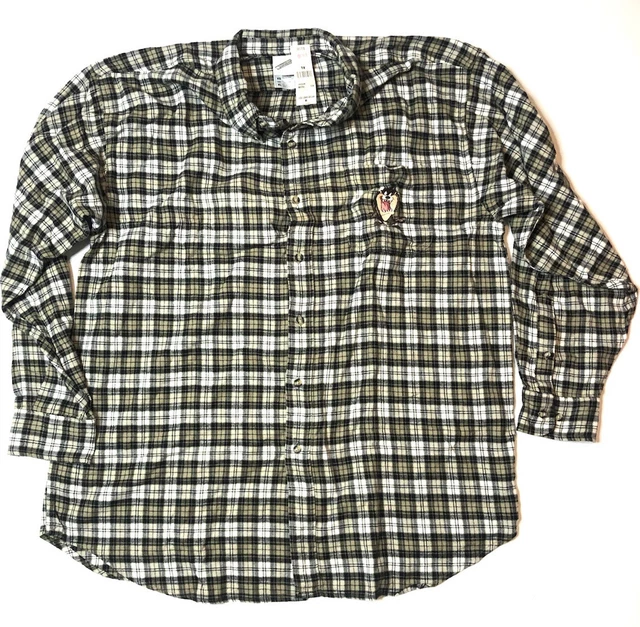 1999 WARNER BROS Studio Store Tazmanian Devil Flannel Button Up Shirt