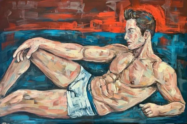 Naked Man Gay Nude Male Oil Painting Homoerotic Sexy Young Erotic Wall Art