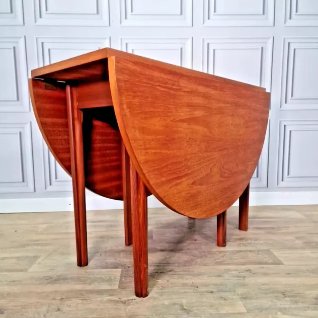 Retro Vintage Mid-Century Modern Teak Drop Leaf Wooden Dining Kitchen Table