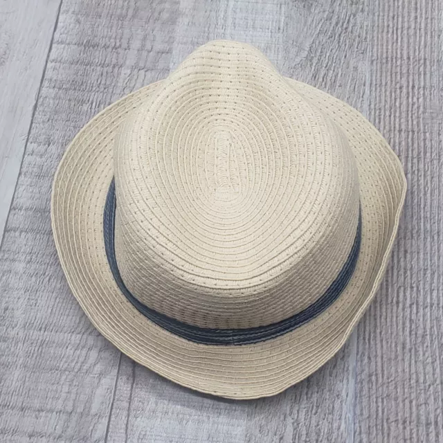 Carter’s Fedora Straw Hat For Unisex Child Size 0-9 Month Chambray Band