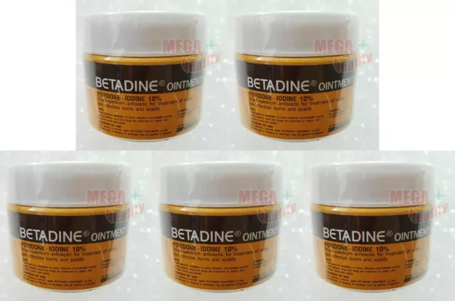 5x Betadine Ointment Povidone Iodine Skin Infection Burns Scalds Antiseptic 50g