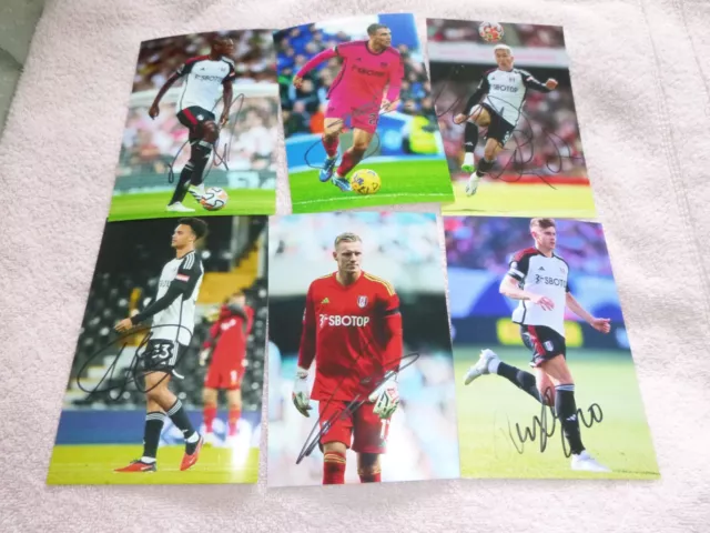 Job Lot 6 X 4 signed photos of Fulham FC players Palhinha Cairney  Leno Wilson +