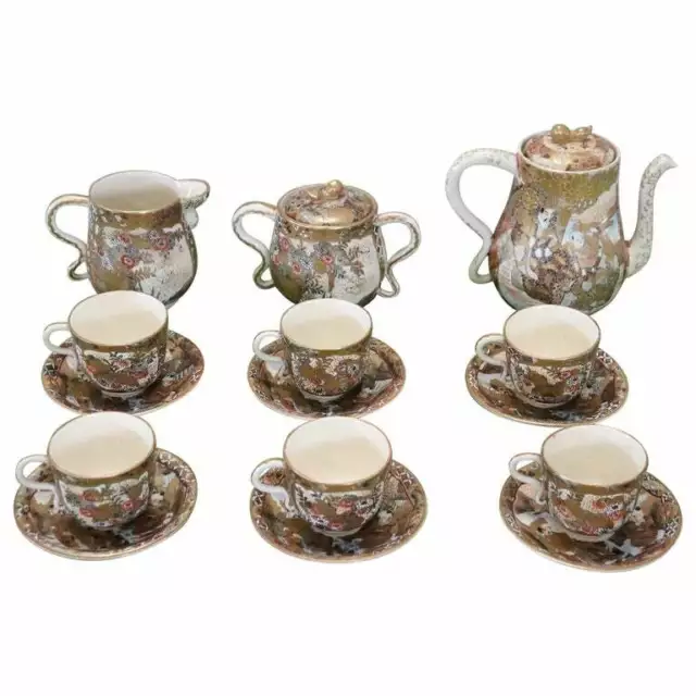 19th Century Satsuma Japanese Hand Painted Porcelain antique Tea or Coffee Set