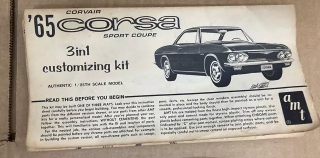 Vintage AMT 65 Corvair Corsa Partially Built/Painted 5725-150 Parts Only