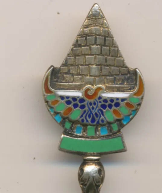 Beautiful Antique Enameled Gilt Egyptian Pyramid Silver Souvenir Spoon