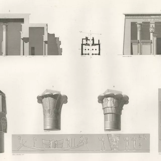 Esné Temple de Contralato - Description de l'Egypte gravure originale