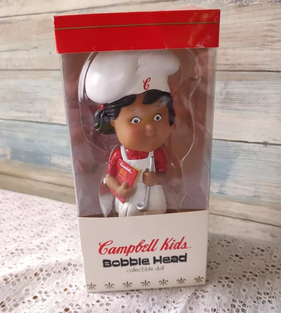 2002 Campbell's Soup Kids Bobble Head ~ Girl Chef Collectible Doll Open Box