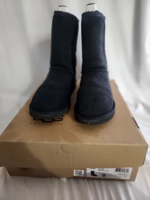 UGG Australia Classic Short Women Boots Size US 9 Black Authentic With Box