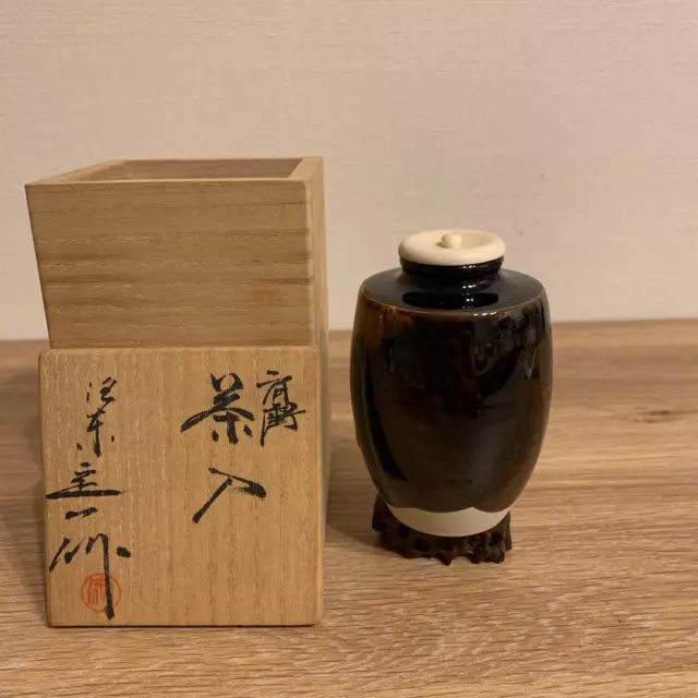 Tea Caddy Ceremony Chaire Pottery Container Japanese Traditional Q-09