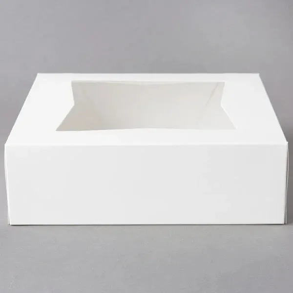 White Auto Popup Window Bakery Box Cakes Disposable 200 Bundle 8" x 8" x 2 1/2"