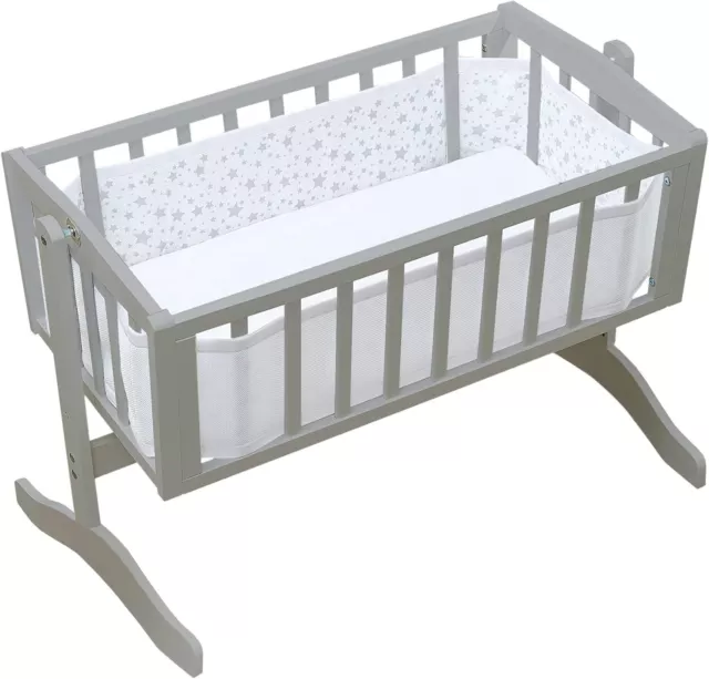 BreathableBaby Classic Breathable Mesh Crib Liner, Anti-Bumper, Twinkle Grey, 4