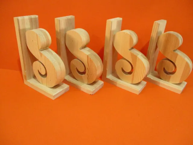 4 Wood Corbels Brackets 7 1/4" X 2 3/8" x 4 3/4" Shelf Mantle Support Bracket 2