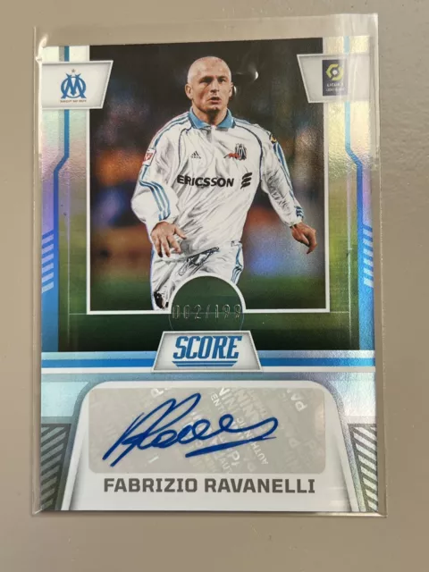 panini score ligue 1 2024 FABRIZIO RAVANELLI  Autographe 002/199 MARSEILLE