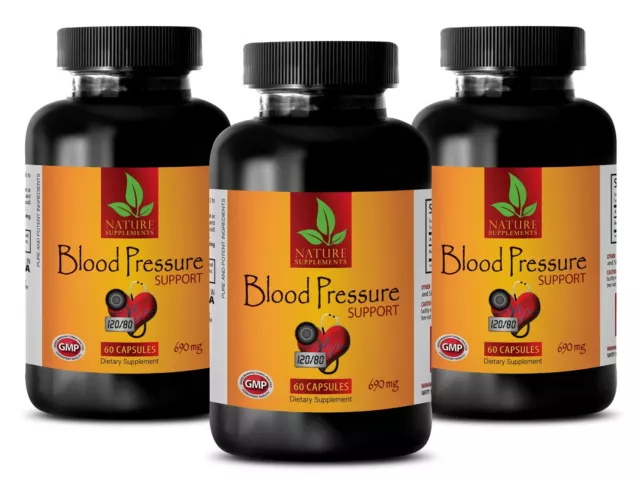 Lower BP Naturally - BLOOD PRESSURE SUPPORT - Healthy Pills 3 Bottle 180 Caps