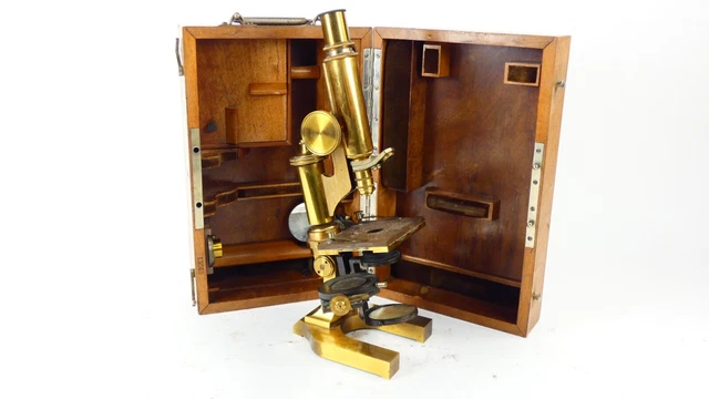 Antiguo Microscopio Ernst Leitz Wetzlar 1895 Antique Microscope Mikroskop