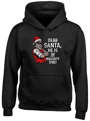 Dear Santa He Is The Naughty One Christmas Kids Hooded Top Hoodie Boy Girls Gift