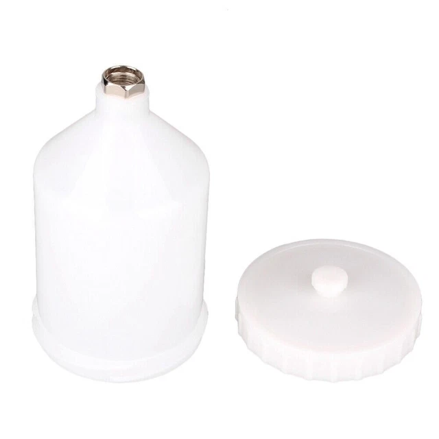 Air Gravity Feed Spray Paint Gun Airbrush Cup Pot Fastmover 600ml White Plastic