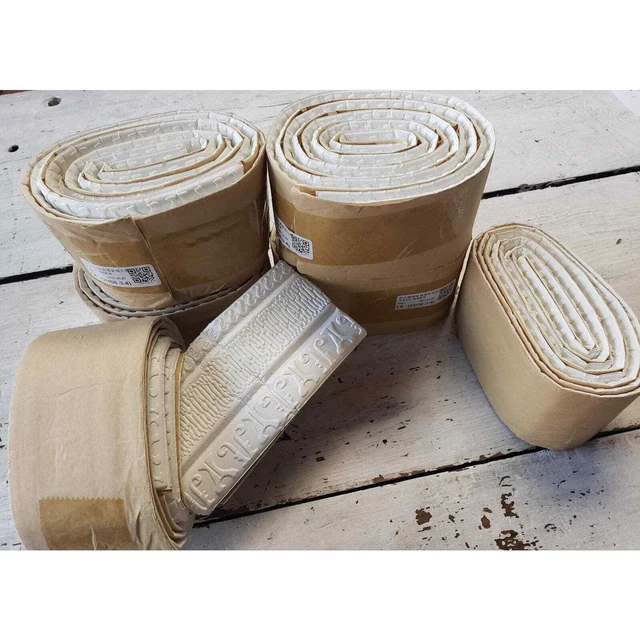 NEW 6 rolls textured border white stick-on 48 feet