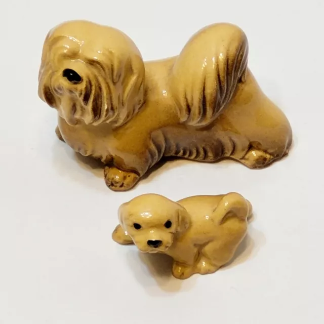2 pc Hagen Renaker Lhasa Apso Facing Left Miniature Puppy Dog Figurine