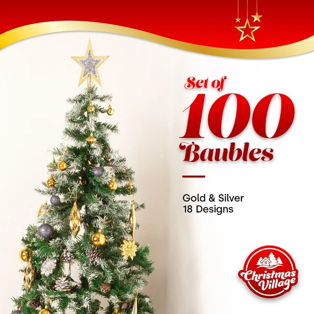 Set of 100 Mixed Christmas Decoration Baubles Balls Xmas Tree Ornament Home
