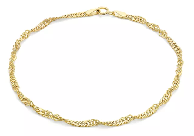 9CT Yellow Gold Twist Curb Chain Bracelet 7.5"