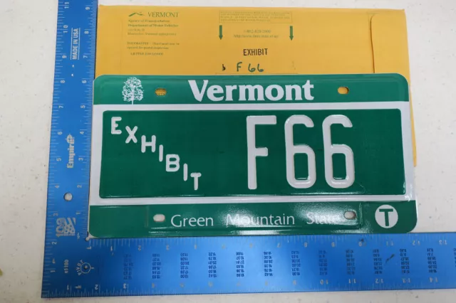 Vermont Vt License Plate Tag Exhibit #F66 Mint Nos