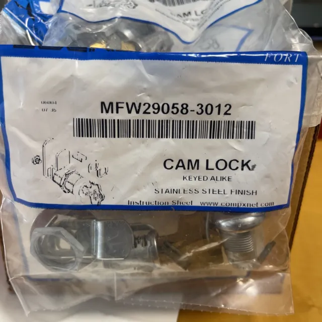Stock Locks CompX, MFW29058-KA3012, Cam Locks, Keyed Alike, LOT of  24 (NEW)
