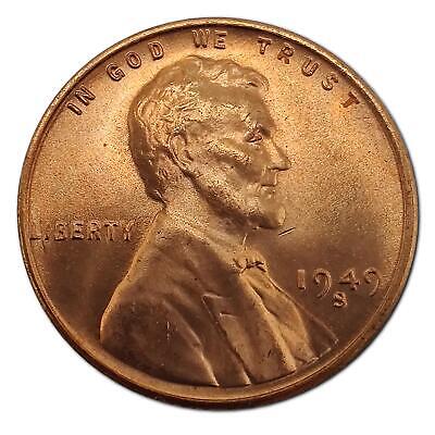 1949-S Uncirculated Lincoln Wheat Cent Penny MS Mint State Copper
