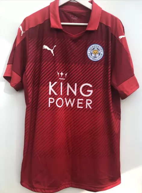 LEICESTER CITY 2016/17 Away Football Shirt Puma Red Short Sleeve Mens Large L