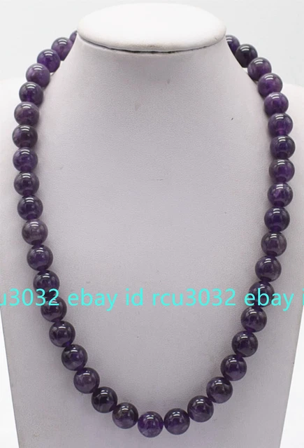 Genuine Natural Purple Amethyst 6/8/10/12mm Round Gems Beads Necklace 16-50" AAA