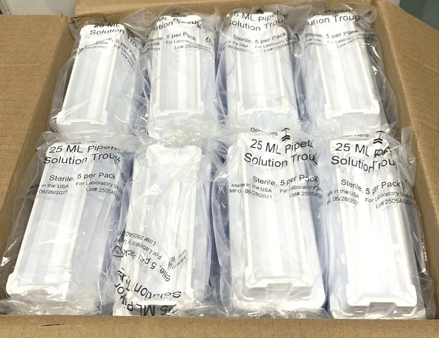 Case of 200- Denville Scientific PS8825-ST 25ML Pipettor Solution Troughs