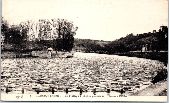 58 CLAMECY - le flottage des buches sur l'yonne.