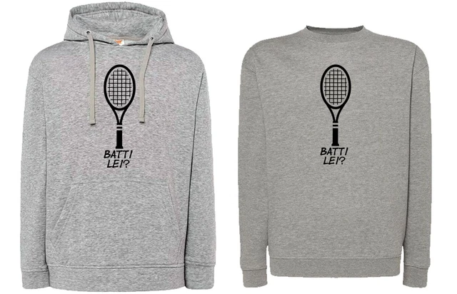 Felpa Fantozzi batti lei ? grigia con cappuccio o girocollo film tennis unisex