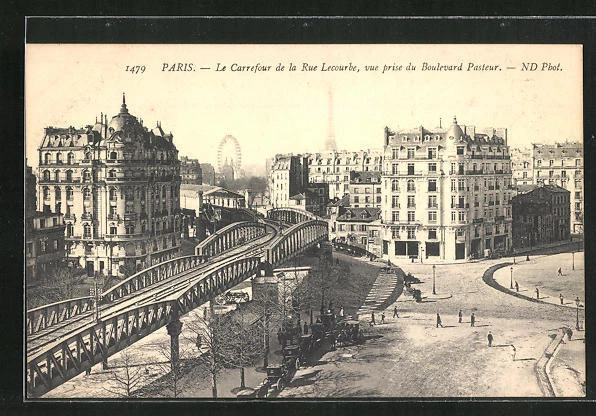CPA Paris, Le Carrefour de la Rue Lecourbe, view taken from Boulevard Pasteur