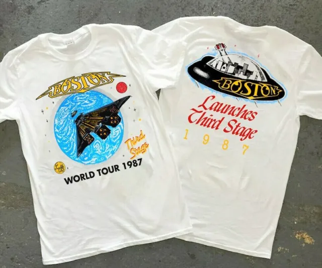 BOSTON THIRD STAGE World Tour 1987 White Unisex T-Shirt, 80s