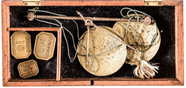 c. Late 18th to Early 19th Century, Pair of Wooden Boxed Bullion / Coin Scales